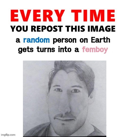 Every time you repost this image femboy | image tagged in every time you repost this image femboy | made w/ Imgflip meme maker