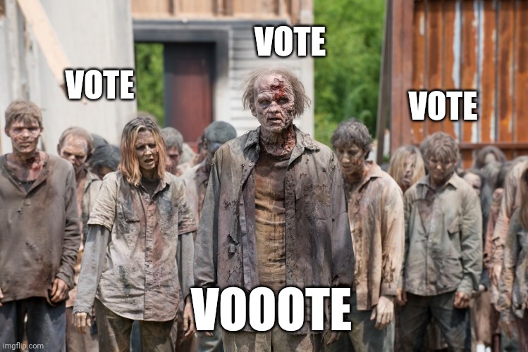 zombies | VOTE VOTE VOTE VOOOTE | image tagged in zombies | made w/ Imgflip meme maker