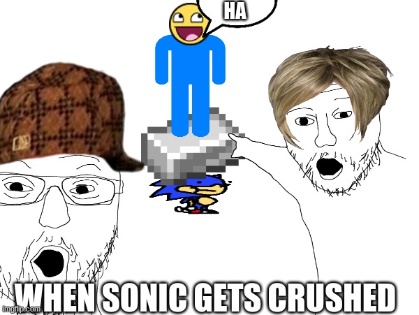crushed sonic | HA; WHEN SONIC GETS CRUSHED | image tagged in fun | made w/ Imgflip meme maker