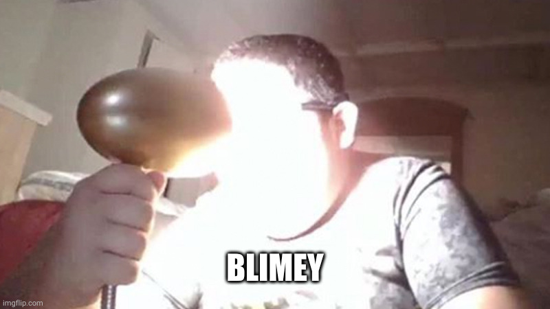 kid shining light into face | BLIMEY | image tagged in kid shining light into face | made w/ Imgflip meme maker