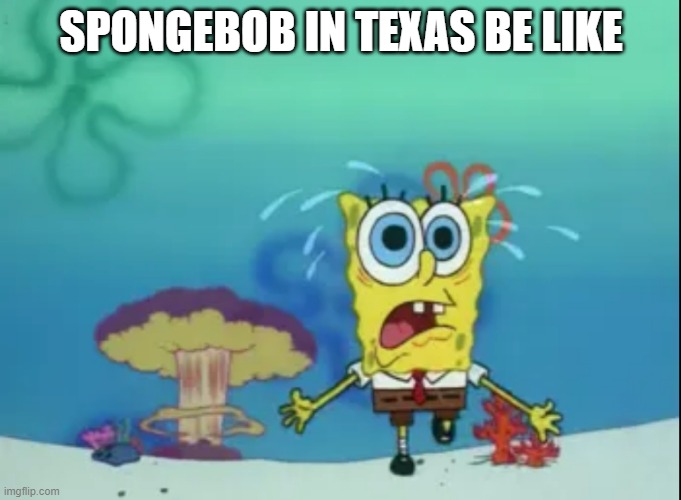Comedy #1 | SPONGEBOB IN TEXAS BE LIKE | image tagged in spongebob running from explosion | made w/ Imgflip meme maker