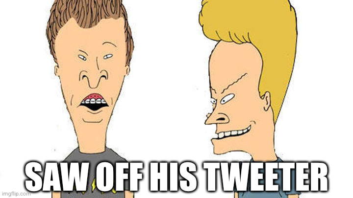 Beavis & Butthead | SAW OFF HIS TWEETER | image tagged in beavis butthead | made w/ Imgflip meme maker