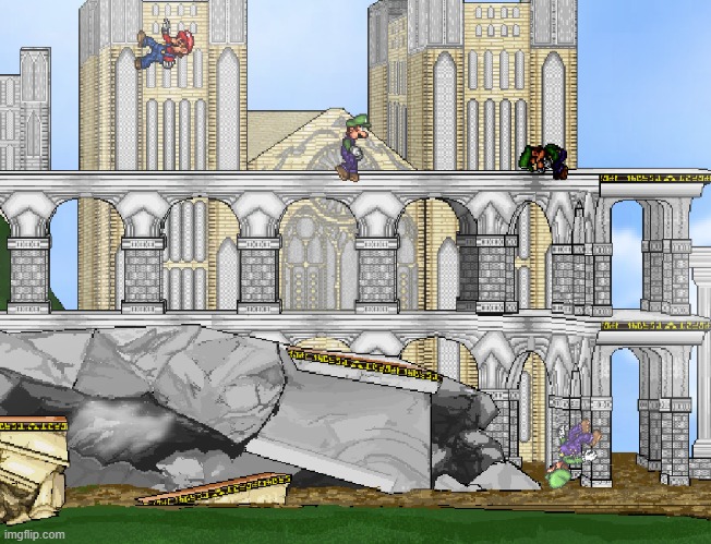 a fight between Mario and 3 Luigis | image tagged in ssf2 | made w/ Imgflip meme maker