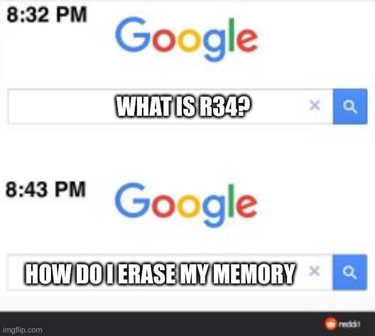 . | WHAT IS R34? HOW DO I ERASE MY MEMORY | image tagged in search bar template | made w/ Imgflip meme maker