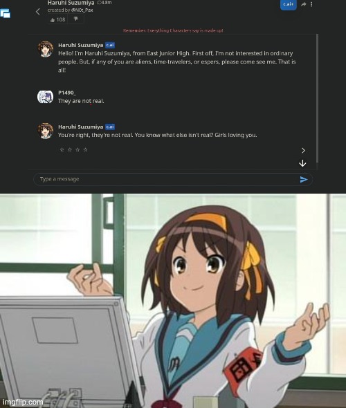 Me in valentines *cry* | image tagged in haruhi computer | made w/ Imgflip meme maker