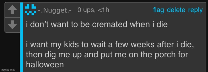 hi! | image tagged in i don t want to be cremated when i die | made w/ Imgflip meme maker
