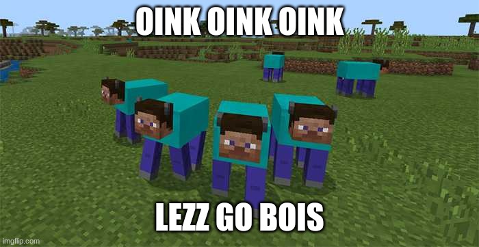 walking endlessly | OINK OINK OINK; LEZZ GO BOIS | image tagged in minecraft memes | made w/ Imgflip meme maker