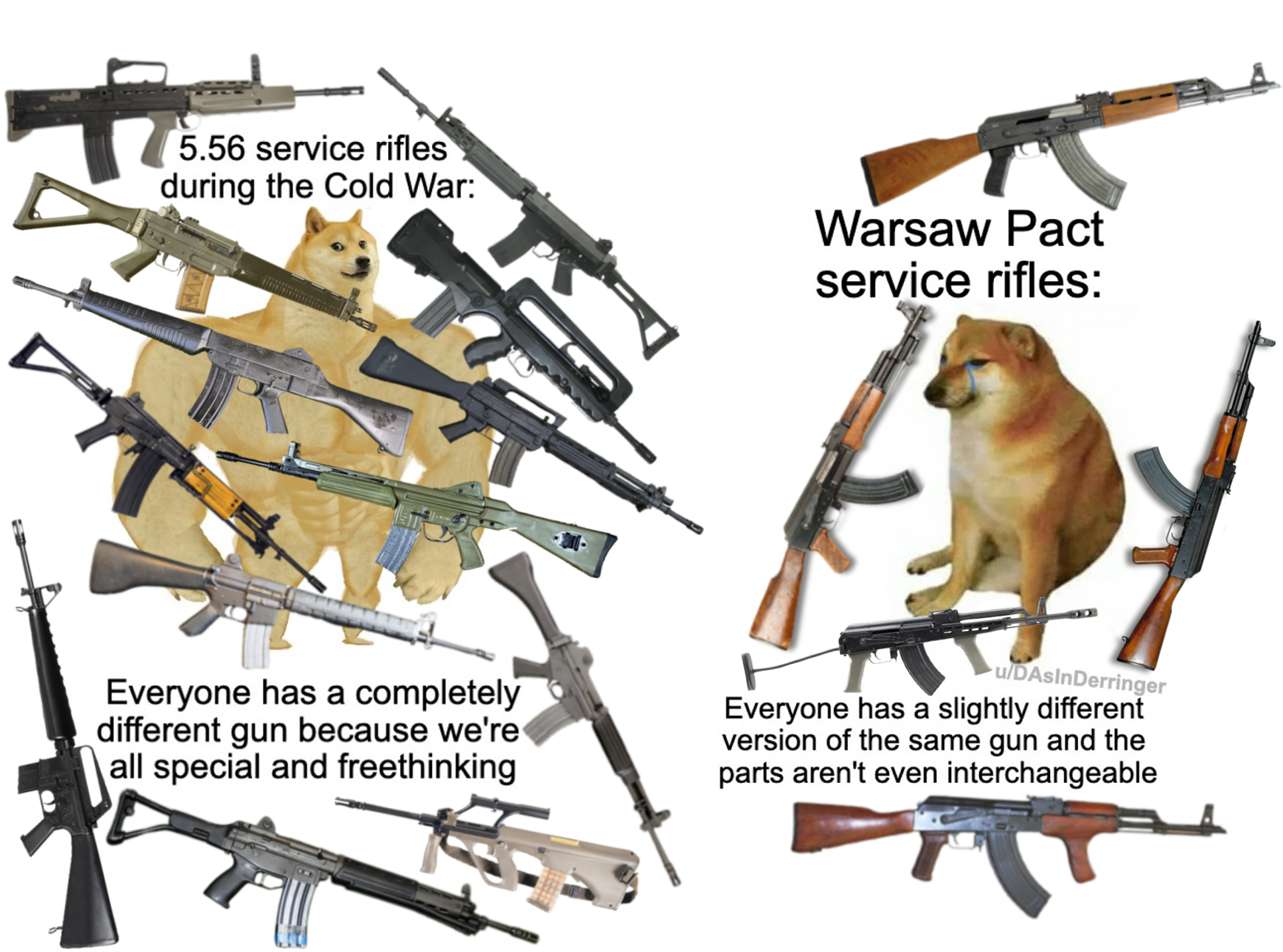 NATO Rifles vs Warsaw Pact Rifles Blank Meme Template