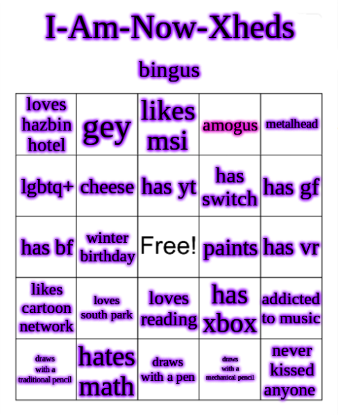 High Quality I-Am-Now-Xhed's bingo Blank Meme Template