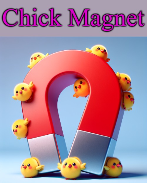 chick magnet | Chick Magnet | image tagged in chick magnet,kewlew | made w/ Imgflip meme maker