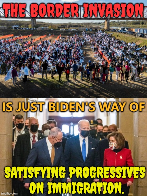 Doesn't This Sound About Right? | THE BORDER INVASION; IS JUST BIDEN'S WAY OF; SATISFYING PROGRESSIVES  ON IMMIGRATION. | image tagged in memes,border,invasion,joe biden,satisfying,progressives | made w/ Imgflip meme maker