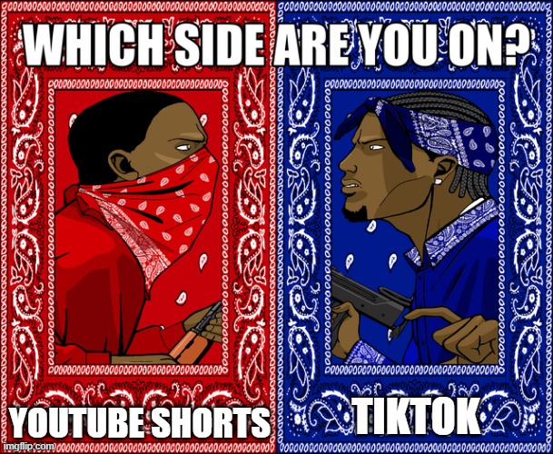 YouTube Shorts definitely | YOUTUBE SHORTS; TIKTOK | image tagged in which side are you on,tiktok,youtube shorts,meme,random,tag | made w/ Imgflip meme maker