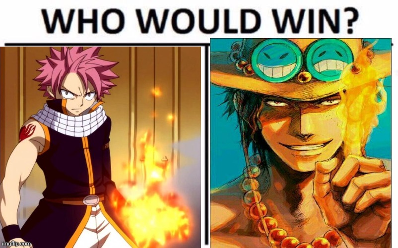 Anime battle part 7, Natsu vs Ace | image tagged in memes,who would win,fairy tail,one piece | made w/ Imgflip meme maker