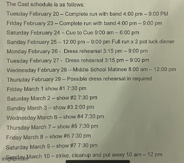 ah yes, my absolutely VIGOROUS senior musical schedule~ | made w/ Imgflip meme maker