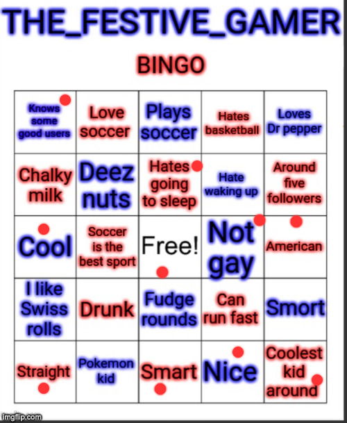 THE_FESTIVE_GAMER BINGO | image tagged in the_festive_gamer bingo | made w/ Imgflip meme maker