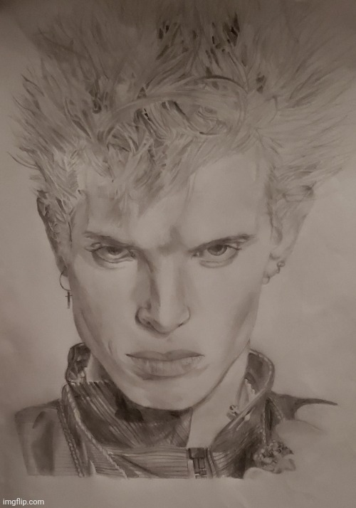 Billy Idol drawing | image tagged in drawing,art,80s,80s music,billy idol,punk | made w/ Imgflip meme maker