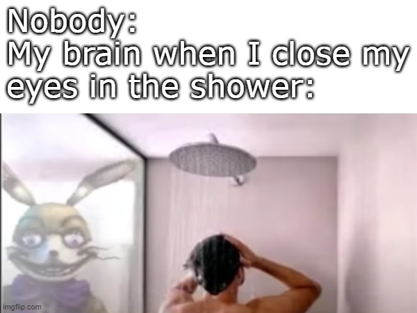 This cant happen to me because I have the curtain thingy | Nobody:
My brain when I close my eyes in the shower: | image tagged in funny,meme,memes,funny memes,relatable,relatable memes | made w/ Imgflip meme maker