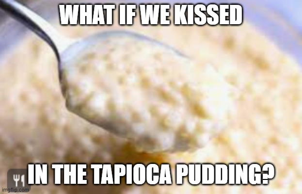 TOTAL DRAMA FANS WILL GET IT | WHAT IF WE KISSED; IN THE TAPIOCA PUDDING? | image tagged in total drama,pudding,gay,food | made w/ Imgflip meme maker