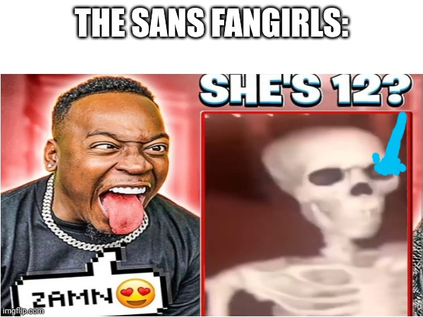 Sans fangirls: | THE SANS FANGIRLS: | image tagged in sans,anti furry,funny | made w/ Imgflip meme maker