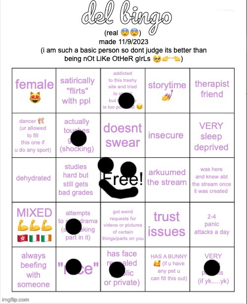 del bingo (real) | image tagged in del bingo real | made w/ Imgflip meme maker