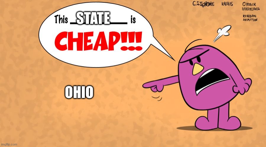 My thoughts on Ohio | STATE; OHIO | image tagged in this x is cheap - mr stubborn | made w/ Imgflip meme maker