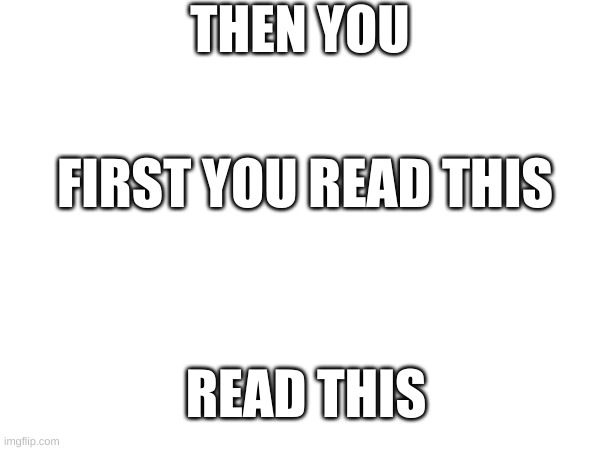 then you read this | THEN YOU; FIRST YOU READ THIS; READ THIS | image tagged in then you read | made w/ Imgflip meme maker