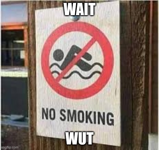 no "smoking" | WAIT; WUT | image tagged in you had one job,confused screaming | made w/ Imgflip meme maker