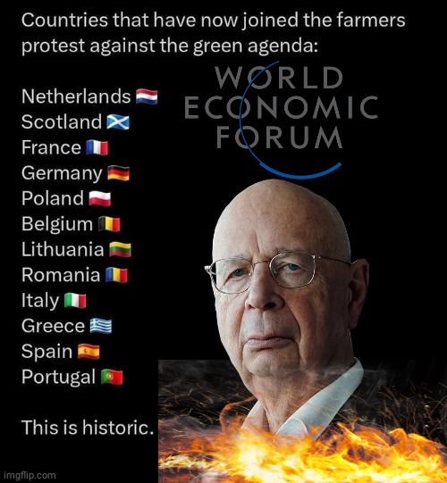 Farmers protest klaus Schwab | image tagged in black box,fire and fury | made w/ Imgflip meme maker