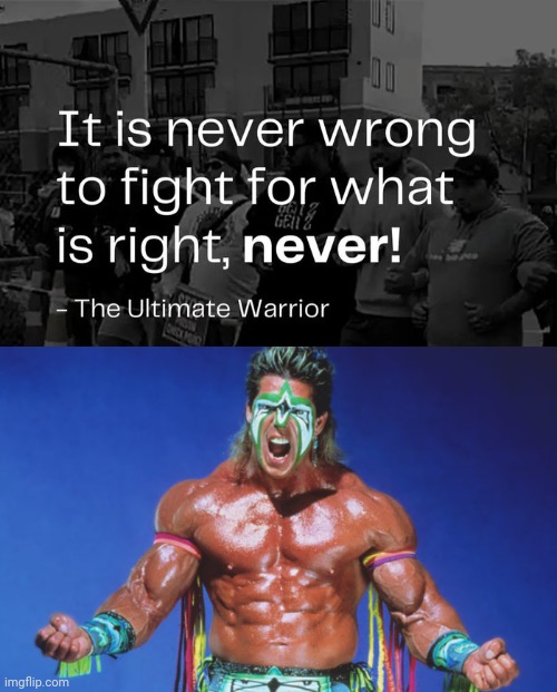 Fight for what's right | image tagged in ultimate warrior,fight | made w/ Imgflip meme maker