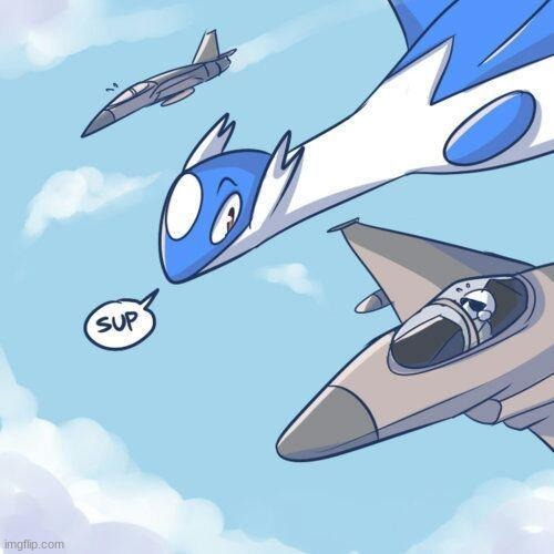 i would love to see a game with latios and latias with a bunch of fighter jets | image tagged in latios,ace combat | made w/ Imgflip meme maker