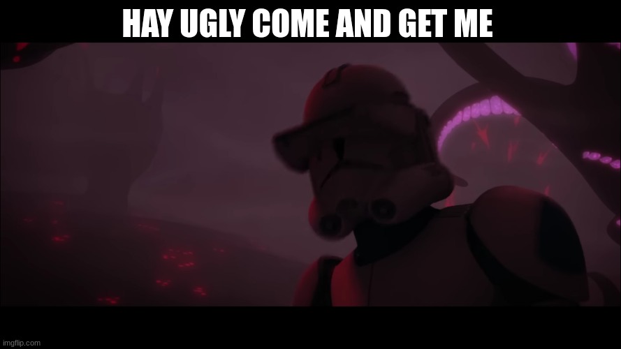 clone trooper tup | HAY UGLY COME AND GET ME | image tagged in clone trooper tup | made w/ Imgflip meme maker