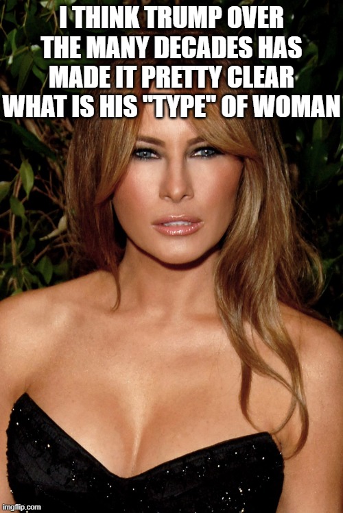melania trump | I THINK TRUMP OVER THE MANY DECADES HAS MADE IT PRETTY CLEAR WHAT IS HIS "TYPE" OF WOMAN | image tagged in melania trump | made w/ Imgflip meme maker