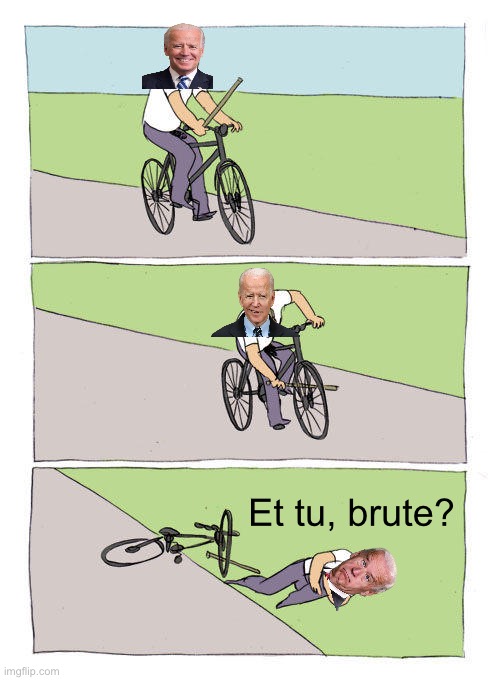 Bike Fall Meme | Et tu, brute? | image tagged in memes,bike fall | made w/ Imgflip meme maker