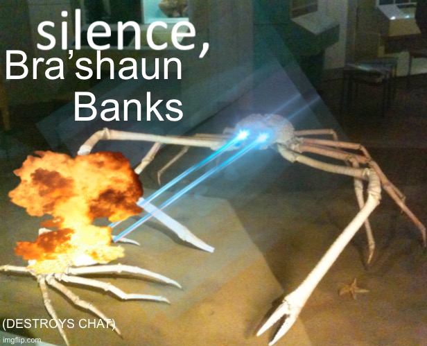 I hate him sometimes | Bra’shaun Banks; (DESTROYS CHAT) | image tagged in silence crab | made w/ Imgflip meme maker