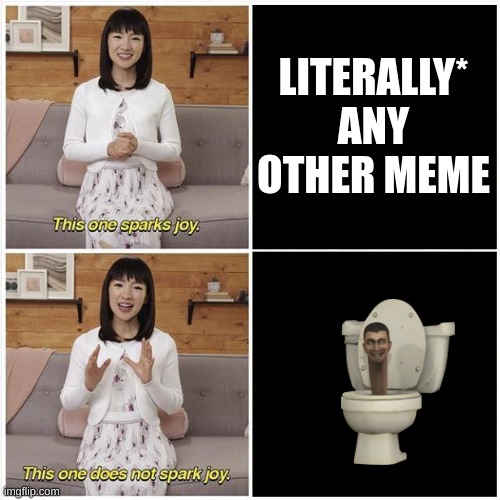 who can agree bro | LITERALLY* ANY OTHER MEME | image tagged in marie kondo spark joy | made w/ Imgflip meme maker