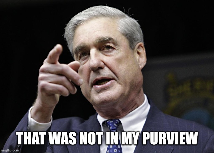 Robert S. Mueller III wants you | THAT WAS NOT IN MY PURVIEW | image tagged in robert s mueller iii wants you | made w/ Imgflip meme maker