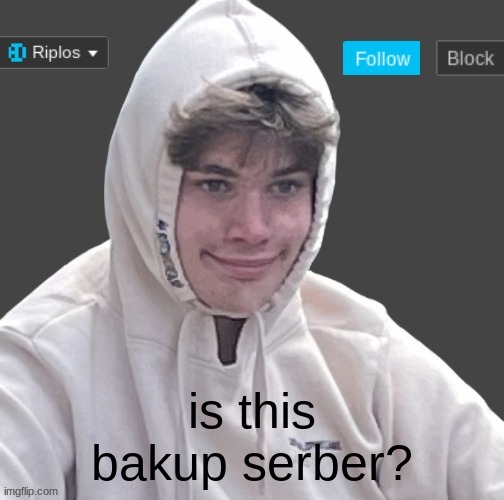 is this bakup serber? | image tagged in riplor anouncer tempalerte | made w/ Imgflip meme maker