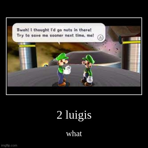 2 luigis | what | image tagged in funny,demotivationals | made w/ Imgflip demotivational maker
