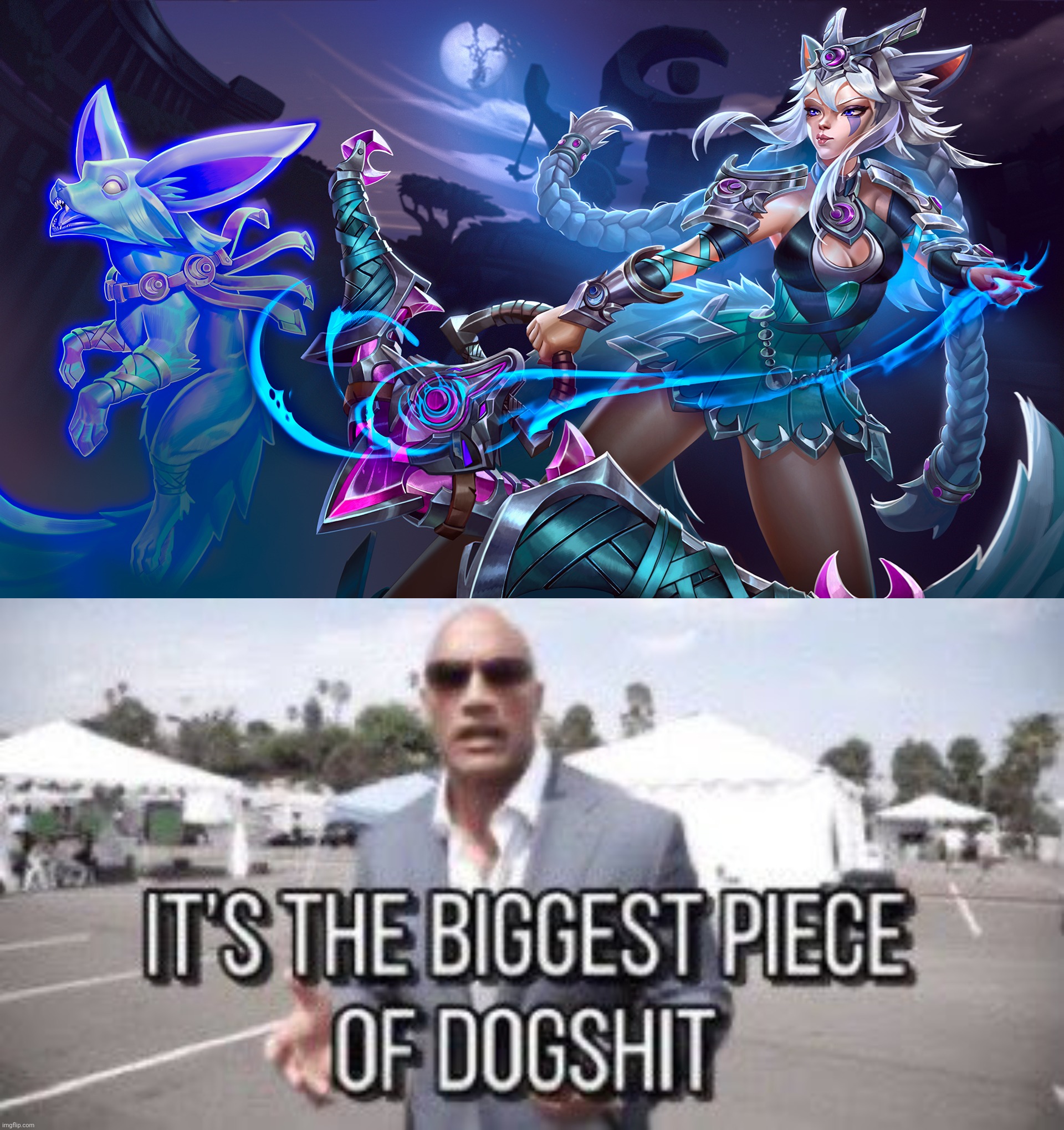 How do you mess up splash art this badly? (No offence to ThunderBrush, he probably knows how bad this is anyway) | image tagged in it's the biggest piece of dogshit,paladins,io,dogshit | made w/ Imgflip meme maker