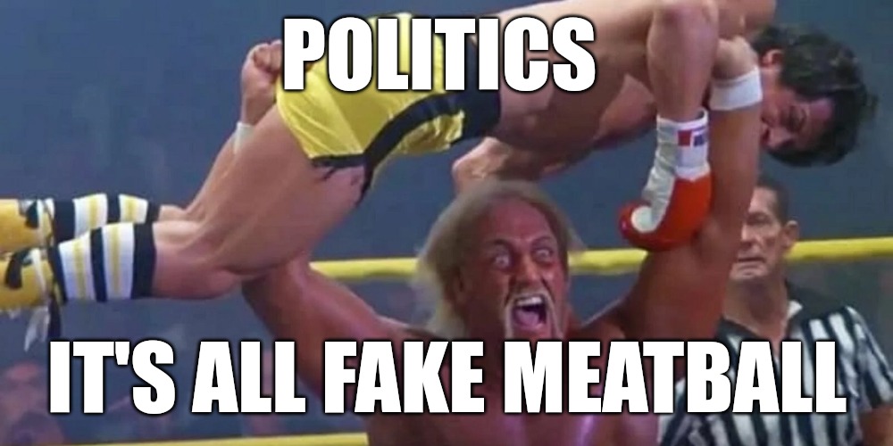 Thunderlips | POLITICS; IT'S ALL FAKE MEATBALL | made w/ Imgflip meme maker