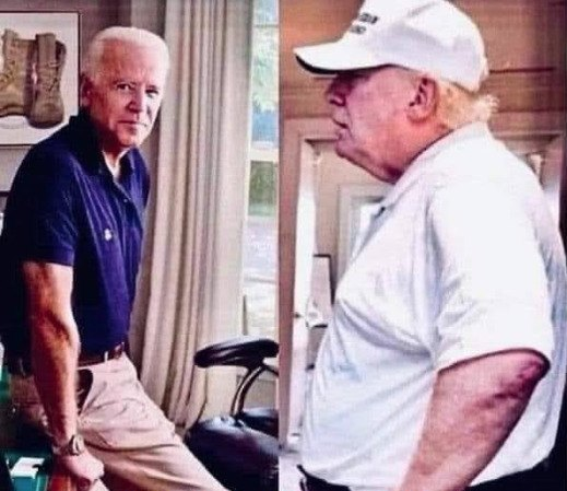 High Quality Biden works out, Trump eats garbage. Biden lives longer. Blank Meme Template