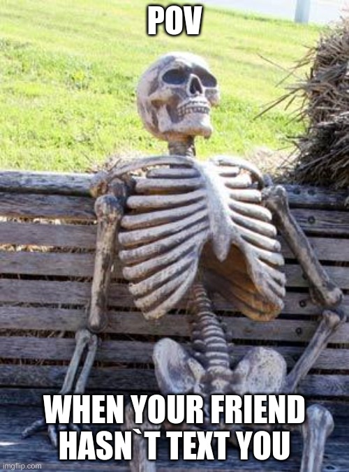 Waiting Skeleton Meme | POV; WHEN YOUR FRIEND HASN`T TEXT YOU | image tagged in memes,waiting skeleton | made w/ Imgflip meme maker