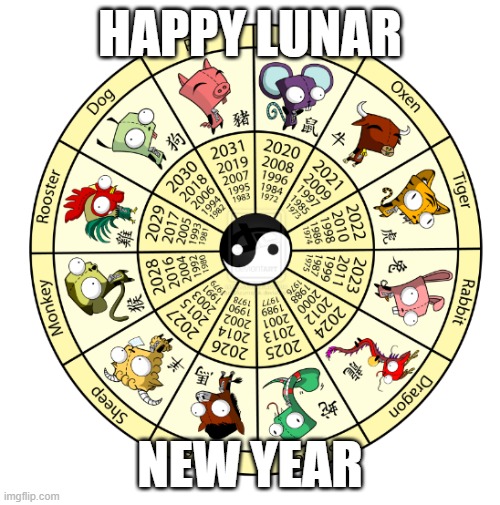 Happy Lunar New Year | HAPPY LUNAR; NEW YEAR | image tagged in chinese new year animals | made w/ Imgflip meme maker