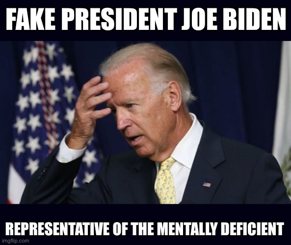 Joe Biden Trying To Catch His Thoughts | FAKE PRESIDENT JOE BIDEN; REPRESENTATIVE OF THE MENTALLY DEFICIENT | image tagged in joe biden worries,liar | made w/ Imgflip meme maker