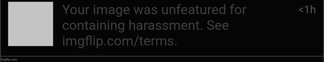 tweakotic had their image unfeatured for harassment | made w/ Imgflip meme maker