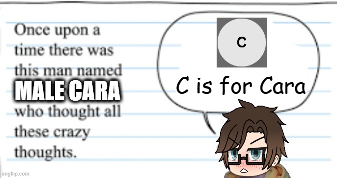 Male Cara's crazy thoughts | MALE CARA; C is for Cara | image tagged in crazy thoughts,pop up school 2,pus2,x is for x,cara,male cara | made w/ Imgflip meme maker