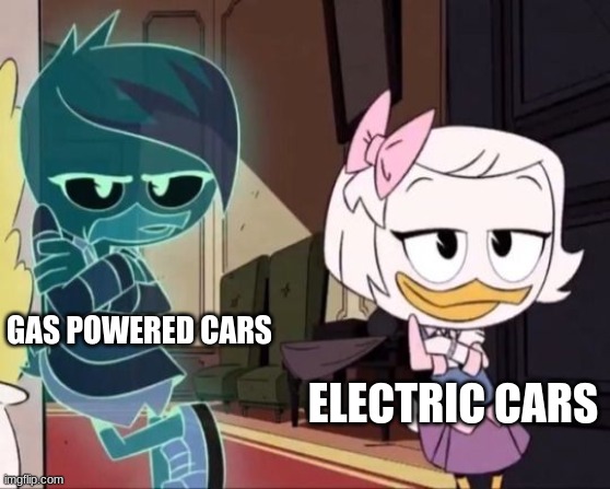 Electric is the future | GAS POWERED CARS; ELECTRIC CARS | image tagged in weblena template 1,cars,jpfan102504 | made w/ Imgflip meme maker