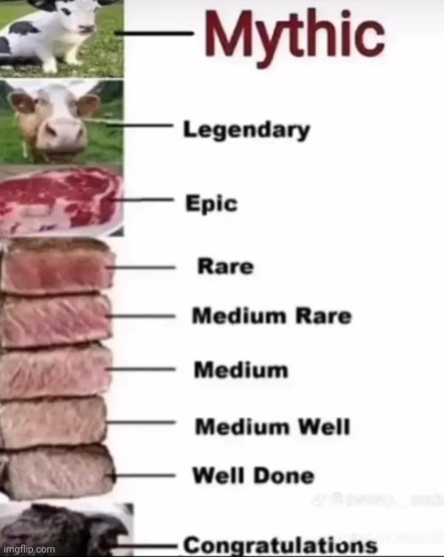 . | image tagged in memes,cow,rare steak meme,congratulations man | made w/ Imgflip meme maker