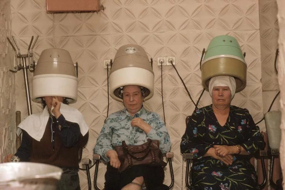 Russian old women hair dryer JPP Blank Meme Template