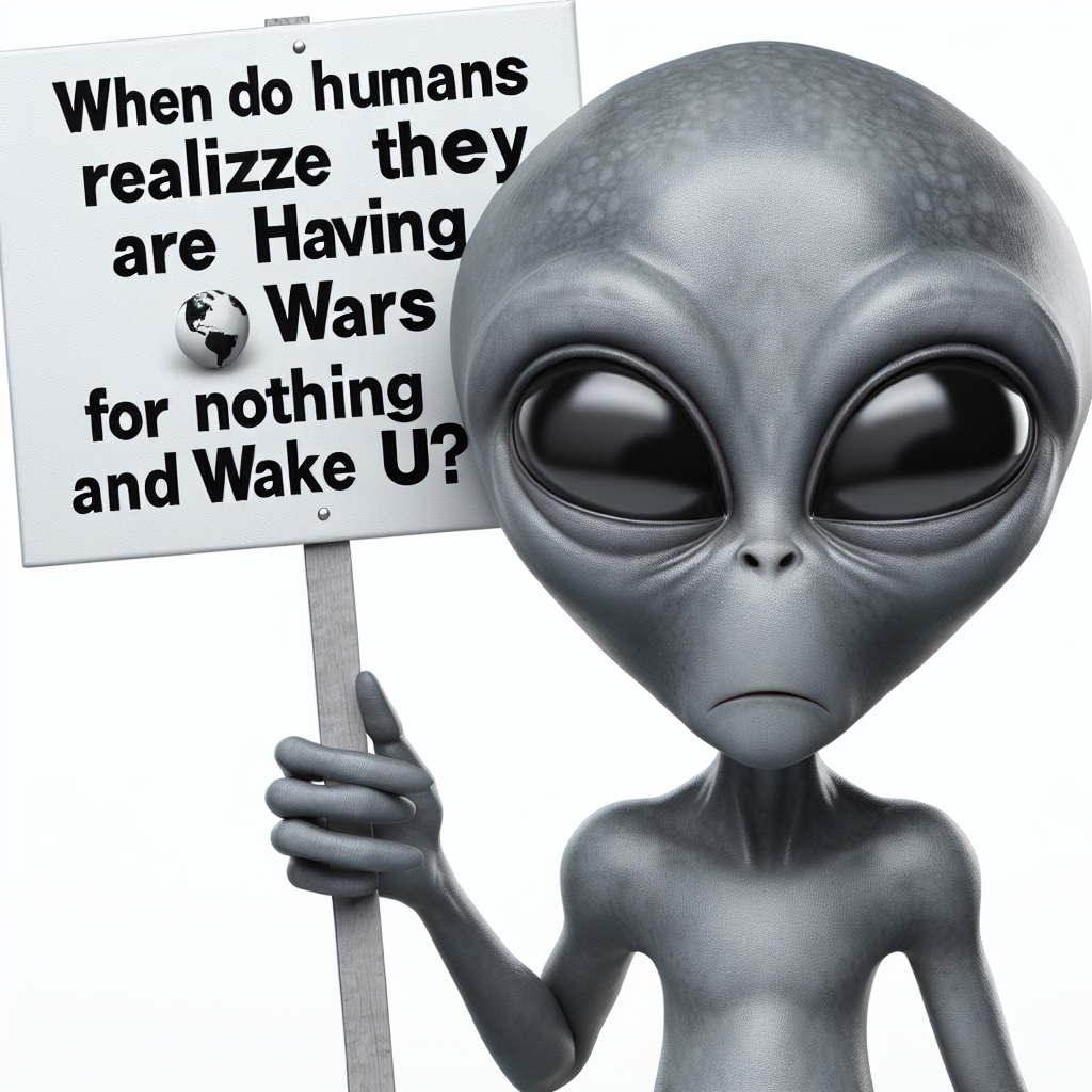 High Quality Alien gray asking when will the humans realize they are having w Blank Meme Template